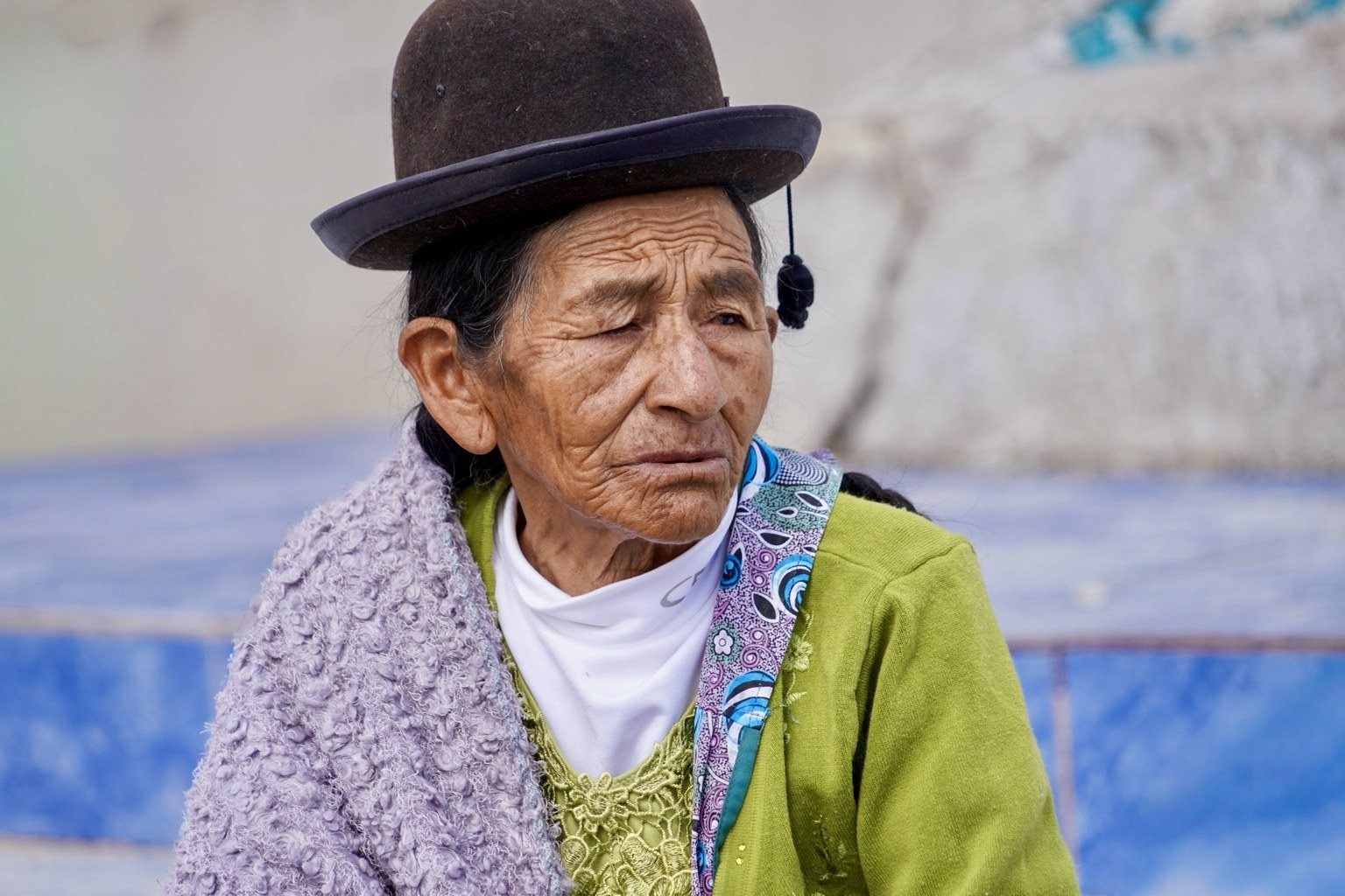 Portrait of an elderly woman in Bolivia